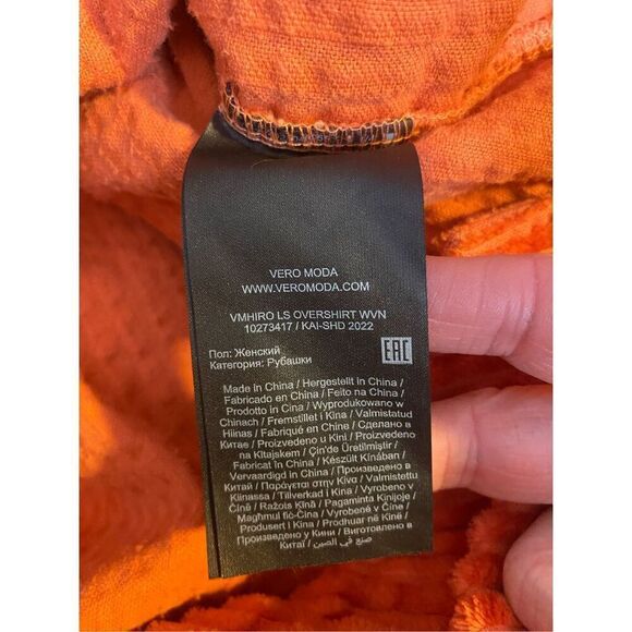 Vero Moda Womens Orange Corduroy Long Sleeve Snap Shirt Small - Picture 4 of 6